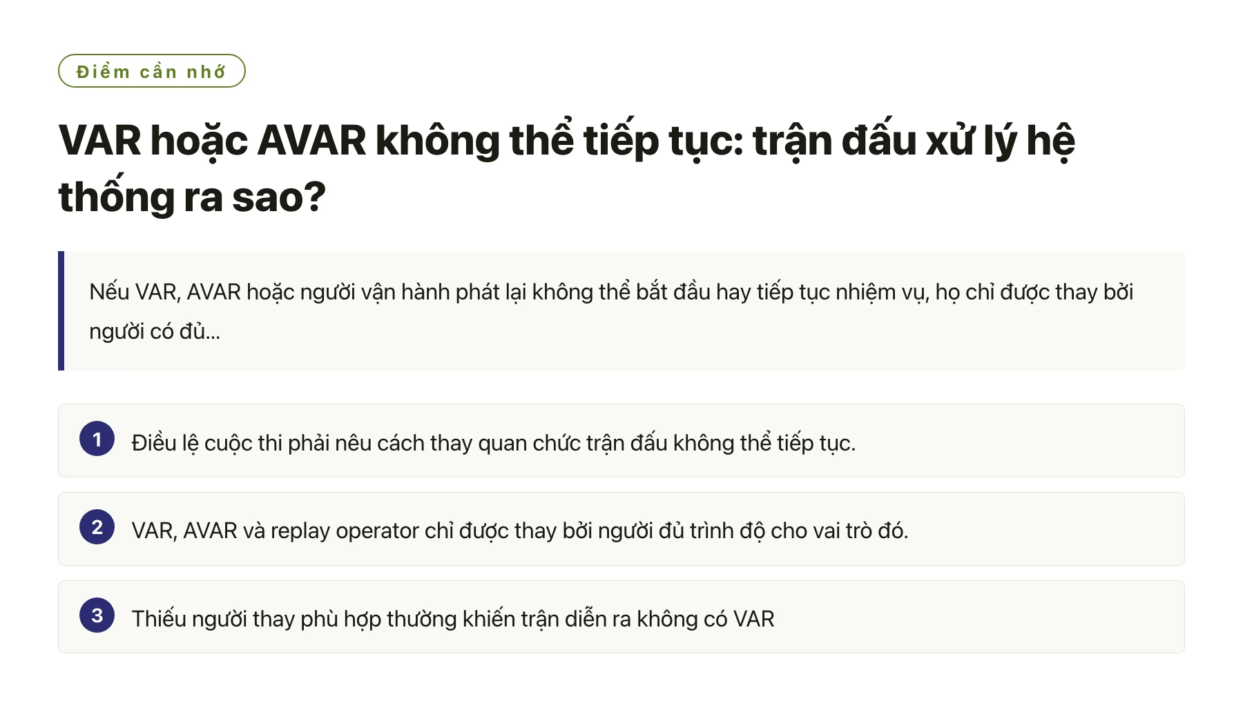 VAR hoặc AVAR không thể tiếp tục: trận đấu xử lý hệ thống ra sao?——全文要点速览