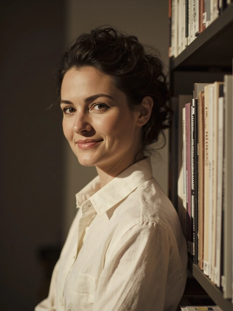 Sofia James, photographed in the studio library.